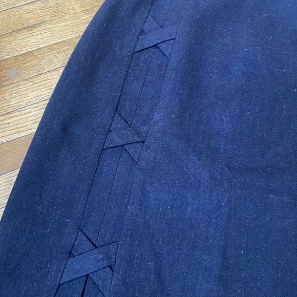 1940’s Chocolate Brown Wool Straight Skirt with X Design Details, Side Zip - Picture 14 of 15